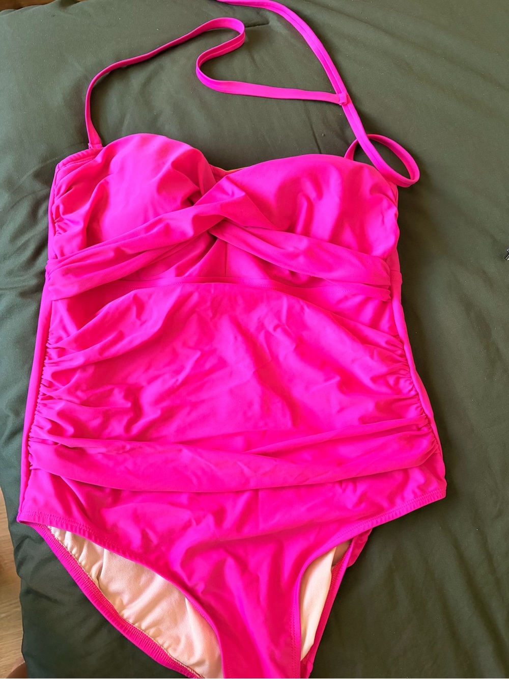 ' Hot Pink Ruched One-Piece Swimsuit - Picture 1 of 4